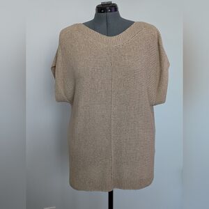 Cable & Gauge Beige Knit Sweater XL Oversized Short Sleeve Cozy Chic